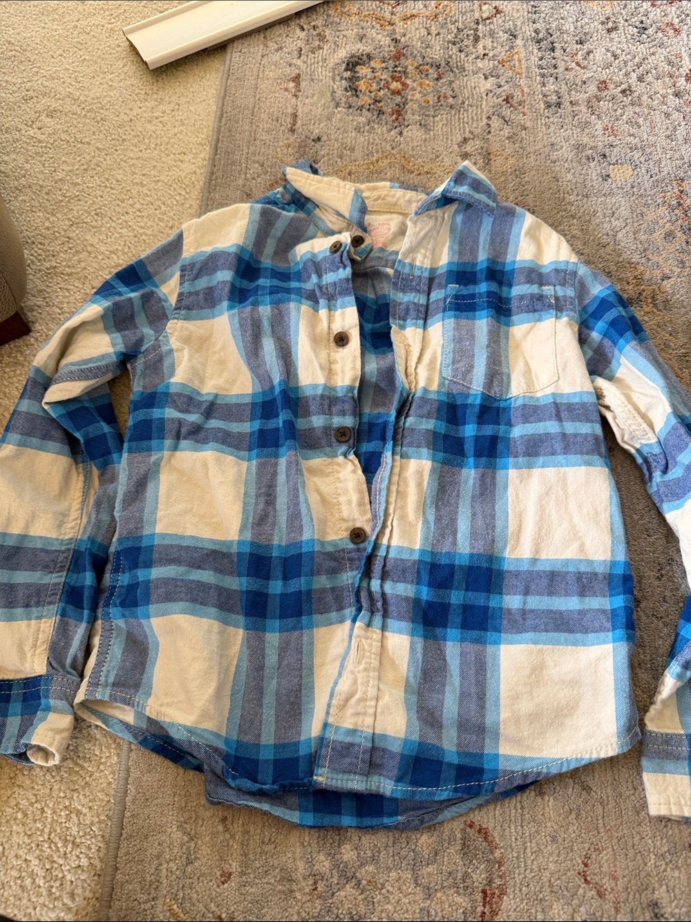Cat & Jack Blue and White Plaid Button-Front Shirt